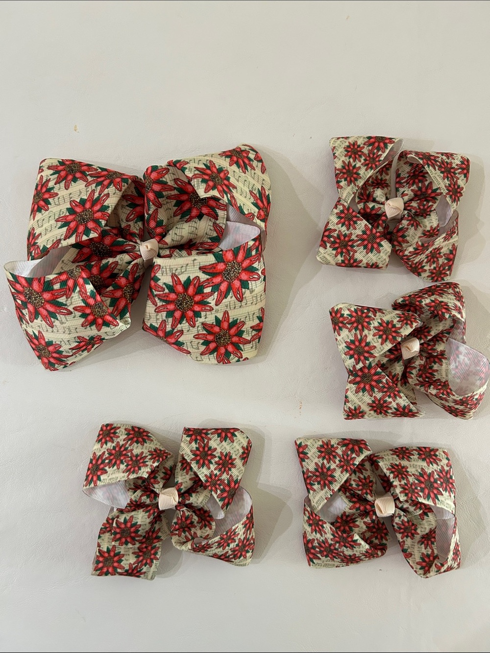 Holiday Poinsettia Kids Hair Bow Bundle